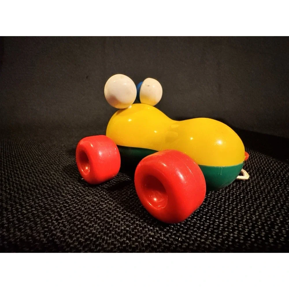 Vintage Safe-N-Fun Licking Frog Pull Toy w/ Original Box Plastic Rare